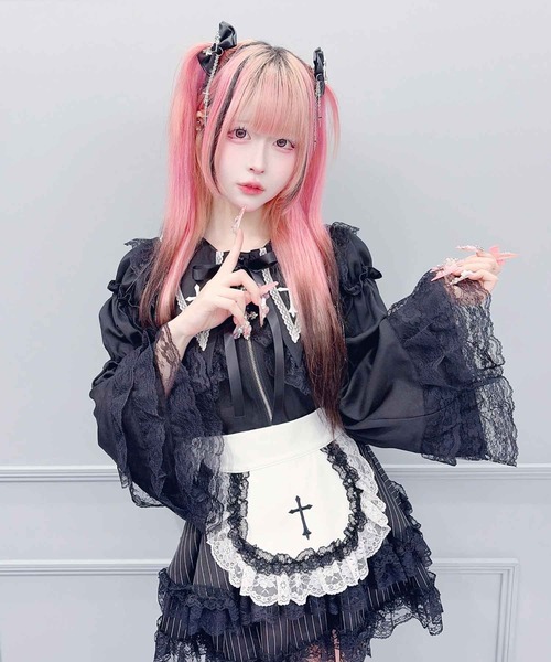 MA*RS(アメーバーマーズ)の「クロス刺繍姫袖ブラウス(シャツ/ブラウス・レディース・ホワイト/ブラック・FREE)」の10枚目の写真