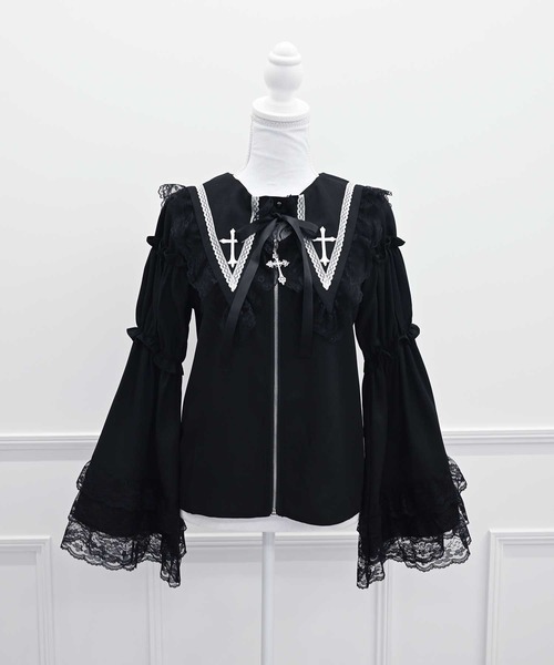 MA*RS(アメーバーマーズ)の「クロス刺繍姫袖ブラウス(シャツ/ブラウス・レディース・ホワイト/ブラック・FREE)」の3枚目の写真