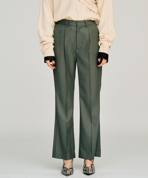 PRANK PROJECT(プランクプロジェクト)の「【2026Winter Pre-Order】ウーステッドセミフレアパンツ / Worsted Semi-Flare Pants(スラックス・レディース・ブラック/カーキ/マルチ・38/36)」の2枚目の写真