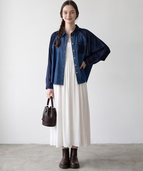 On One's Own(オンワンズオン)の「シフォンワイドスリーブ異素材ブラウス 長袖(シャツ/ブラウス・レディース・ネイビー/ブラック・M)」の14枚目の写真