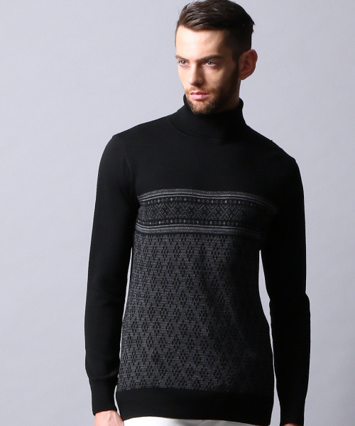 5351 POUR LES HOMMES（ゴーサンゴーイチプールオム）の「レトロダイヤタートルネックニット（ニット/セーター・メンズ・ホワイト/ブラック・1/2/3）」の2枚目の写真