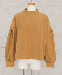 select MOCA | ジャガードボリュームバルーンスリーブプチハイネック後ろボタンボックスシルエット長袖ブラウス(Tシャツ/カットソー)