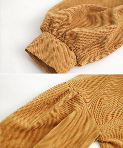 select MOCA（セレクトモカ）の「ジャガードボリュームバルーンスリーブプチハイネック後ろボタンボックスシルエット長袖ブラウス（Tシャツ/カットソー・レディース・ブラック/カーキ/キャメル・FREE）」の22枚目の写真