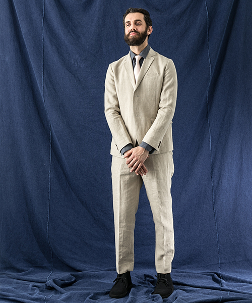 WORK NOT WORK URBAN RESEARCH（ワークノットワークアーバンリサーチ）の「WORK NOT WORK　リネンナローラペルテーラードジャケット（テーラードジャケット・メンズ・ブラック/ナチュラル・LARGE/SMALL/MEDIUM）」の4枚目の写真