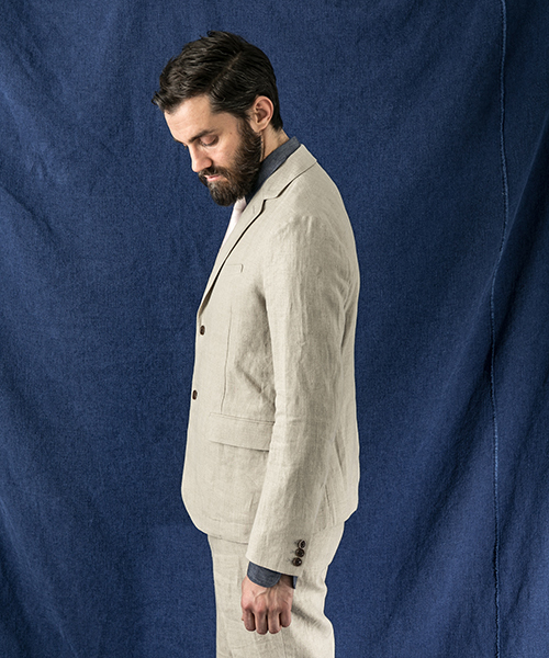 WORK NOT WORK URBAN RESEARCH（ワークノットワークアーバンリサーチ）の「WORK NOT WORK　リネンナローラペルテーラードジャケット（テーラードジャケット・メンズ・ブラック/ナチュラル・LARGE/SMALL/MEDIUM）」の5枚目の写真