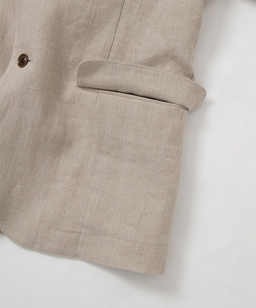 WORK NOT WORK URBAN RESEARCH（ワークノットワークアーバンリサーチ）の「WORK NOT WORK　リネンナローラペルテーラードジャケット（テーラードジャケット・メンズ・ブラック/ナチュラル・LARGE/SMALL/MEDIUM）」の15枚目の写真