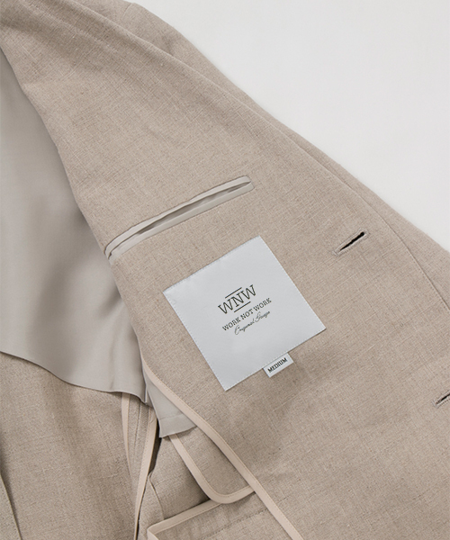 WORK NOT WORK URBAN RESEARCH（ワークノットワークアーバンリサーチ）の「WORK NOT WORK　リネンナローラペルテーラードジャケット（テーラードジャケット・メンズ・ブラック/ナチュラル・LARGE/SMALL/MEDIUM）」の8枚目の写真