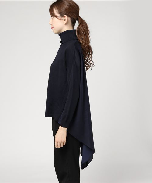 RIVE DROITE（リヴドロワ）の「タートルテールコンビニット（ニット/セーター・レディース・ネイビー/オレンジ・FREE）」の6枚目の写真