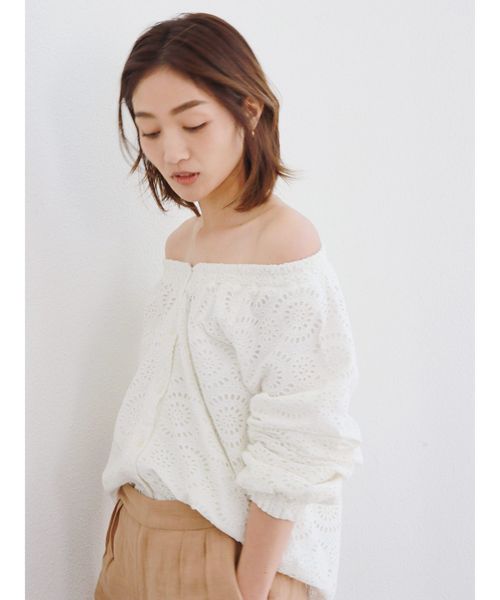 Ungrid アングリッド の コットンレースオフショルブラウス シャツ ブラウス Wear