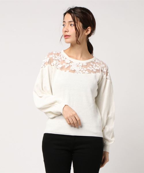 Cecil Mcbee セシルマクビー の 肩レースニットトップス ニット セーター Wear