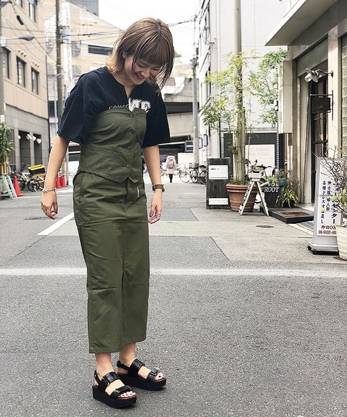 CHEVRE（シェーブル）の「【CHEVRE/シェーブル】FATIGUESK/ファティーグスカート（スカート・レディース・ベージュ/グリーン・36/38）」の9枚目の写真