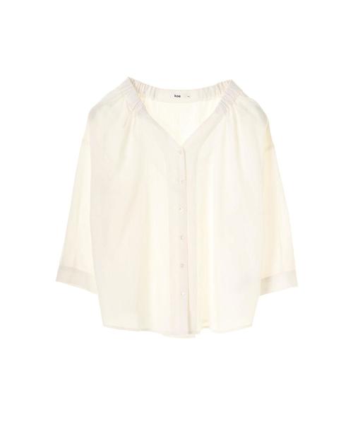 koe（コエ）の「ストライプ前釦ブラウス（シャツ/ブラウス・レディース・オフホワイト/パープル・L/M/S）」の3枚目の写真