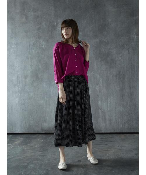 koe（コエ）の「ストライプ前釦ブラウス（シャツ/ブラウス・レディース・オフホワイト/パープル・L/M/S）」の6枚目の写真