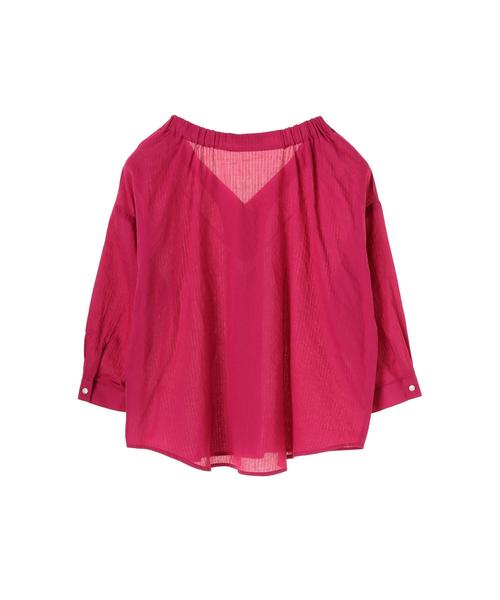 koe（コエ）の「ストライプ前釦ブラウス（シャツ/ブラウス・レディース・オフホワイト/パープル・L/M/S）」の7枚目の写真