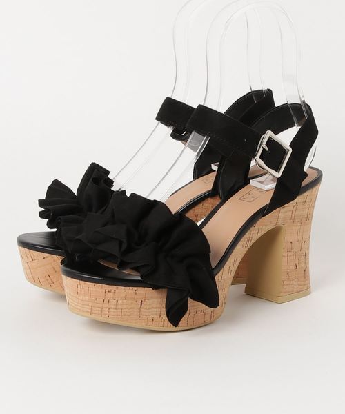 LOWRYS FARM（ローリーズファーム）の「フリルコルクサンダル　799982（サンダル・レディース・ブラック/ベージュ/レッド・MEDIUM/LARGE）」の6枚目の写真