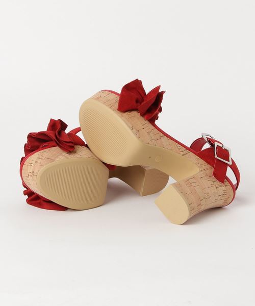 LOWRYS FARM（ローリーズファーム）の「フリルコルクサンダル　799982（サンダル・レディース・ブラック/ベージュ/レッド・MEDIUM/LARGE）」の5枚目の写真