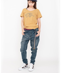 デニム ツイル テーパード ストレッチ スキニーパンツ ちょいサルエルパンツ レディース