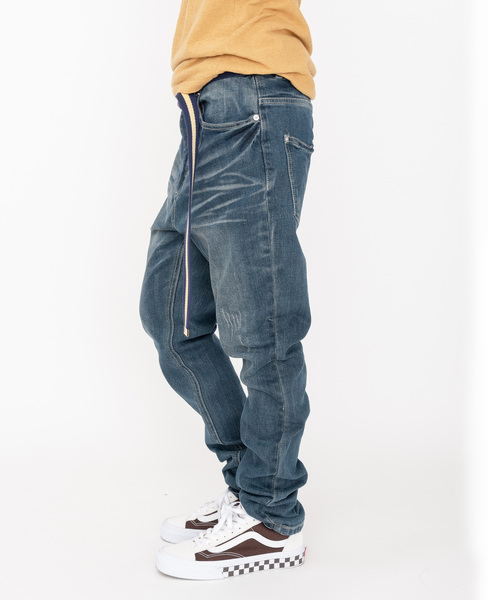 BEATJIVE(ビートジャイブ)の「デニム ツイル テーパード ストレッチ スキニーパンツ ちょいサルエルパンツ レディース(デニムパンツ・レディース・ベージュ/ネイビー/インディゴブルー/カモフラージュ/ブルー系その他/ブラック/サックスブルー/カーキ・1/2/0)」の21枚目の写真