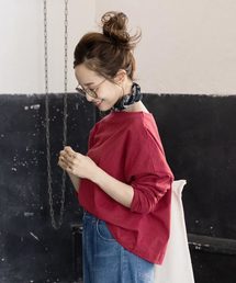 KOBE LETTUCE | 【WEARISTA田中亜希子さん×KOBE LETTUCEコラボ】ボーダー柄or無地　ヘビーウェイトカットソーボートネックロンTプルオーバー(Tシャツ/カットソー)