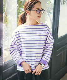 KOBE LETTUCE | ボーダー柄or無地ヘビーウェイトカットソーボートネックロンTプルオーバー(Tシャツ/カットソー)