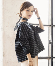 KOBE LETTUCE | 【WEARISTA田中亜希子さん×KOBE LETTUCEコラボ】ボーダー柄or無地　ヘビーウェイトカットソーボートネックロンTプルオーバー(Tシャツ/カットソー)