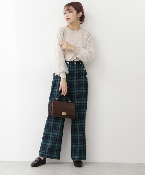 N.（N. Natural Beauty Basic）（エヌエヌナチュラルビューティーベーシック）の「チュールスリーブニット（ニット/セーター・レディース・ホワイト/ブラック/パープル・MEDIUM）」の16枚目の写真