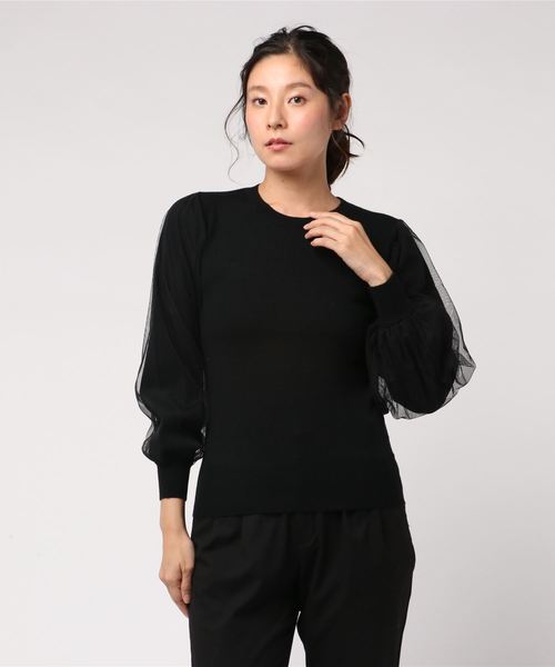 N.（N. Natural Beauty Basic）（エヌエヌナチュラルビューティーベーシック）の「チュールスリーブニット（ニット/セーター・レディース・ホワイト/ブラック/パープル・MEDIUM）」の12枚目の写真