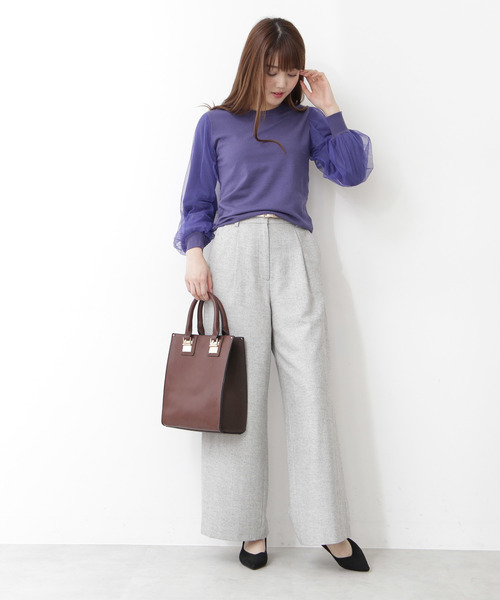 N.（N. Natural Beauty Basic）（エヌエヌナチュラルビューティーベーシック）の「チュールスリーブニット（ニット/セーター・レディース・ホワイト/ブラック/パープル・MEDIUM）」の17枚目の写真