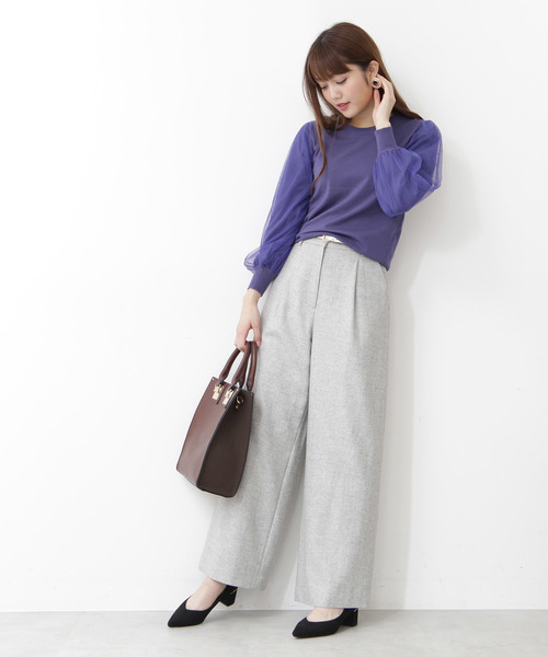 N.（N. Natural Beauty Basic）（エヌエヌナチュラルビューティーベーシック）の「チュールスリーブニット（ニット/セーター・レディース・ホワイト/ブラック/パープル・MEDIUM）」の19枚目の写真