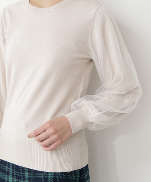 N.（N. Natural Beauty Basic）（エヌエヌナチュラルビューティーベーシック）の「チュールスリーブニット（ニット/セーター・レディース・ホワイト/ブラック/パープル・MEDIUM）」の22枚目の写真