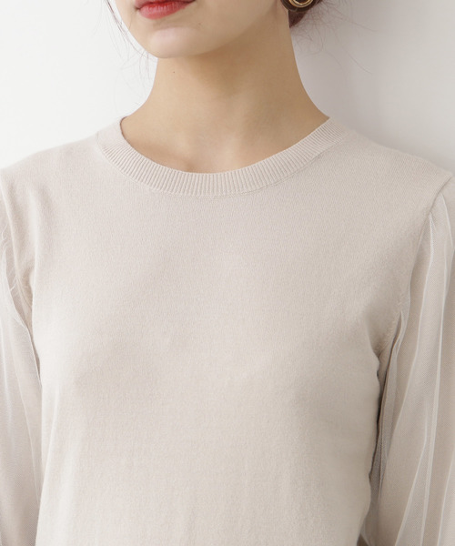 N.（N. Natural Beauty Basic）（エヌエヌナチュラルビューティーベーシック）の「チュールスリーブニット（ニット/セーター・レディース・ホワイト/ブラック/パープル・MEDIUM）」の9枚目の写真