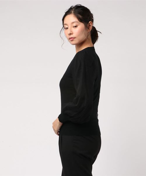 N.（N. Natural Beauty Basic）（エヌエヌナチュラルビューティーベーシック）の「チュールスリーブニット（ニット/セーター・レディース・ホワイト/ブラック/パープル・MEDIUM）」の4枚目の写真