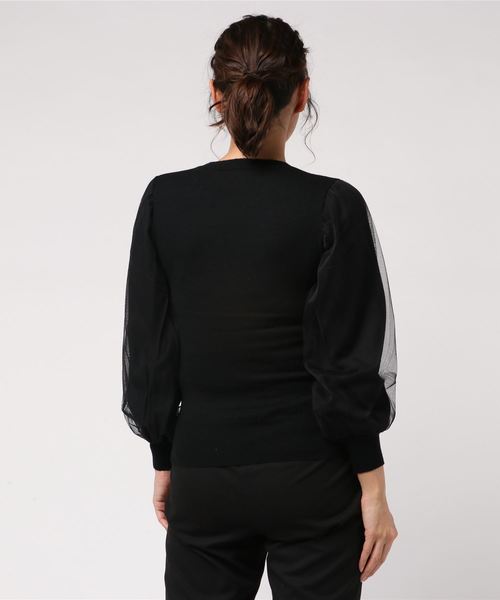 N.（N. Natural Beauty Basic）（エヌエヌナチュラルビューティーベーシック）の「チュールスリーブニット（ニット/セーター・レディース・ホワイト/ブラック/パープル・MEDIUM）」の20枚目の写真