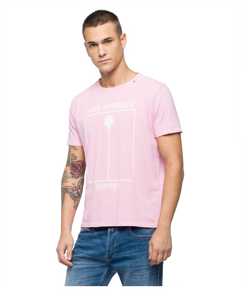 REPLAY(リプレイ)の「ガーメントダイ ハンドドライジャージーTEE パームツリー(Tシャツ/カットソー・メンズ・ライトグリーン/ミント/ローズ・SMALL/MEDIUM/LARGE/X-LARGE)」の3枚目の写真