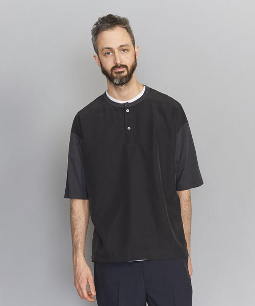 BEAUTY&YOUTH UNITED ARROWS（ビューティーアンドユースユナイテッドアローズ）の「BY コンビファブリック ワイドフォルム ヘンリーネック Tシャツ（Tシャツ/カットソー・メンズ・オリーブ/ブラック/ベージュ・LARGE/MEDIUM/X-LARGE/SMALL）」の16枚目の写真