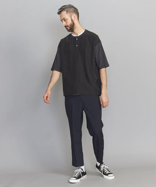 BEAUTY&YOUTH UNITED ARROWS（ビューティーアンドユースユナイテッドアローズ）の「BY コンビファブリック ワイドフォルム ヘンリーネック Tシャツ（Tシャツ/カットソー・メンズ・オリーブ/ブラック/ベージュ・LARGE/MEDIUM/X-LARGE/SMALL）」の11枚目の写真