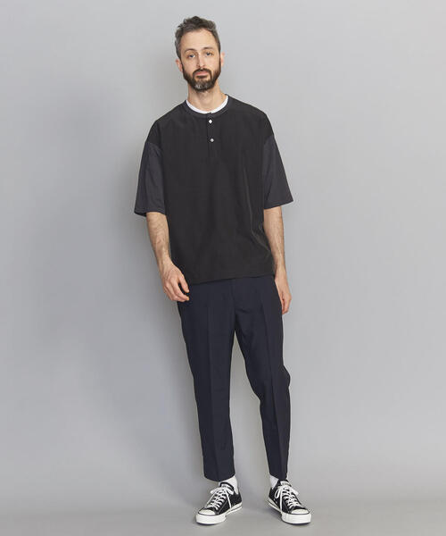 BEAUTY&YOUTH UNITED ARROWS（ビューティーアンドユースユナイテッドアローズ）の「BY コンビファブリック ワイドフォルム ヘンリーネック Tシャツ（Tシャツ/カットソー・メンズ・オリーブ/ブラック/ベージュ・LARGE/MEDIUM/X-LARGE/SMALL）」の10枚目の写真