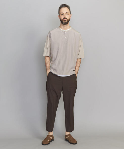 BEAUTY&YOUTH UNITED ARROWS（ビューティーアンドユースユナイテッドアローズ）の「BY コンビファブリック ワイドフォルム ヘンリーネック Tシャツ（Tシャツ/カットソー・メンズ・オリーブ/ブラック/ベージュ・LARGE/MEDIUM/X-LARGE/SMALL）」の8枚目の写真