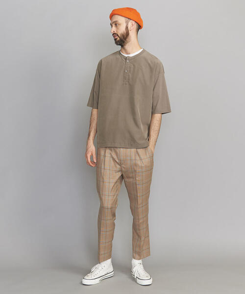 BEAUTY&YOUTH UNITED ARROWS（ビューティーアンドユースユナイテッドアローズ）の「BY コンビファブリック ワイドフォルム ヘンリーネック Tシャツ（Tシャツ/カットソー・メンズ・オリーブ/ブラック/ベージュ・LARGE/MEDIUM/X-LARGE/SMALL）」の5枚目の写真