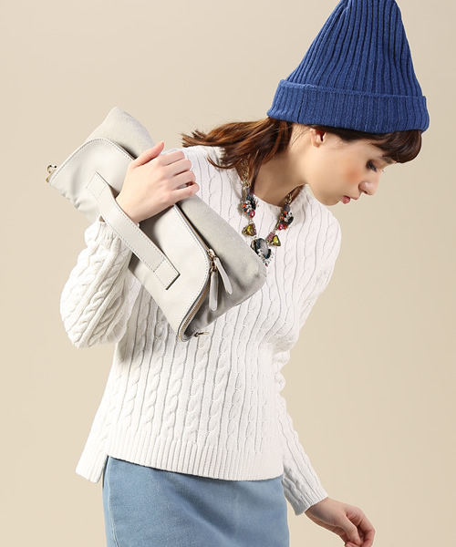 green label relaxing（グリーンレーベルリラクシング）の「POPCORN イソザイコンビ3WAY クラッチ・ショルダーバッグ（ショルダーバッグ・レディース・オフホワイト/ライトグレー/ライム/ネイビー/ピンク・フリー）」の3枚目の写真