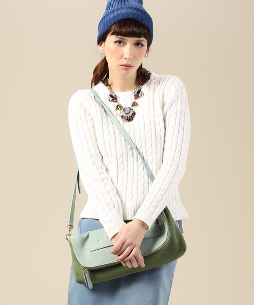 green label relaxing（グリーンレーベルリラクシング）の「POPCORN イソザイコンビ3WAY クラッチ・ショルダーバッグ（ショルダーバッグ・レディース・オフホワイト/ライトグレー/ライム/ネイビー/ピンク・フリー）」の18枚目の写真