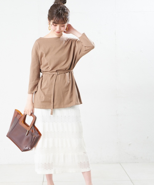natural couture(ナチュラルクチュール)の「なみなみレーススカート(スカート・レディース・オフホワイト/ブラック/ベージュ/ミント・FREE)」の5枚目の写真