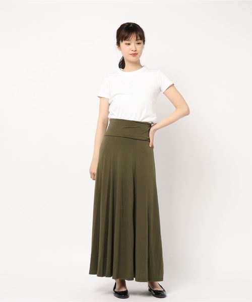 KOBE LETTUCE（コウベレタス）の「ベアワンピースorマキシ丈2wayフレアスカート（スカート・レディース・ブラック/カーキ/オレンジ/グリーン/マスタード/モカ/パープル系その他/チャコール・FREE）」の11枚目の写真