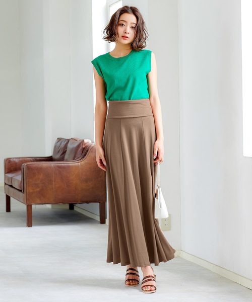 KOBE LETTUCE（コウベレタス）の「ベアワンピースorマキシ丈2wayフレアスカート（スカート・レディース・ブラック/カーキ/オレンジ/グリーン/マスタード/モカ/パープル系その他/チャコール・FREE）」の16枚目の写真