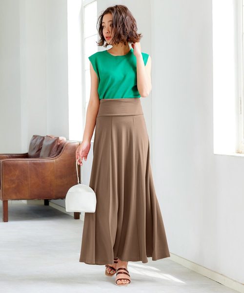 KOBE LETTUCE（コウベレタス）の「ベアワンピースorマキシ丈2wayフレアスカート（スカート・レディース・ブラック/カーキ/オレンジ/グリーン/マスタード/モカ/パープル系その他/チャコール・FREE）」の17枚目の写真