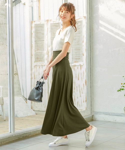 KOBE LETTUCE（コウベレタス）の「ベアワンピースorマキシ丈2wayフレアスカート（スカート・レディース・ブラック/カーキ/オレンジ/グリーン/マスタード/モカ/パープル系その他/チャコール・FREE）」の18枚目の写真