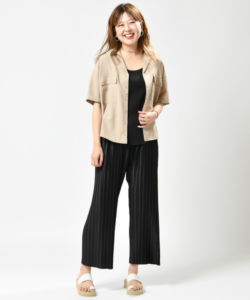 DISCOAT（ディスコート）の「リネンタッチ両ポケ開襟シャツ（シャツ/ブラウス・レディース・ベージュ/オフホワイト/カーキ・MEDIUM/LARGE）」の12枚目の写真