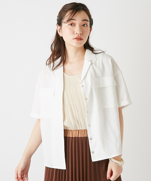 DISCOAT（ディスコート）の「リネンタッチ両ポケ開襟シャツ（シャツ/ブラウス・レディース・ベージュ/オフホワイト/カーキ・MEDIUM/LARGE）」の17枚目の写真