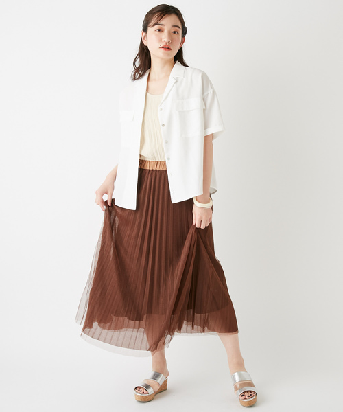 DISCOAT（ディスコート）の「リネンタッチ両ポケ開襟シャツ（シャツ/ブラウス・レディース・ベージュ/オフホワイト/カーキ・MEDIUM/LARGE）」の18枚目の写真