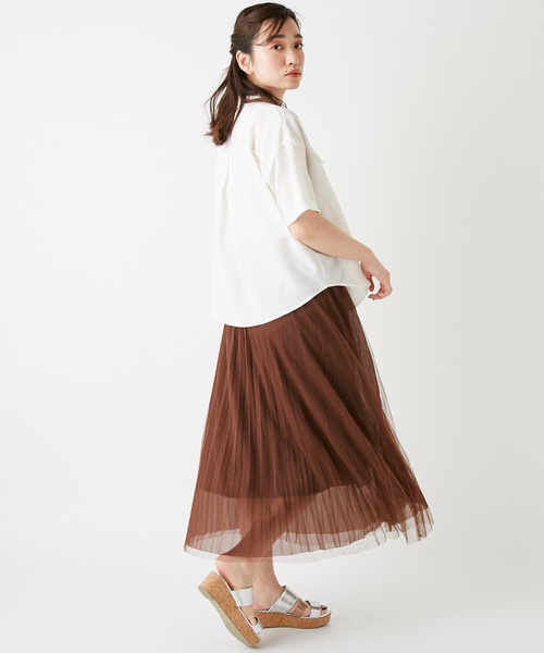 DISCOAT（ディスコート）の「リネンタッチ両ポケ開襟シャツ（シャツ/ブラウス・レディース・ベージュ/オフホワイト/カーキ・MEDIUM/LARGE）」の16枚目の写真